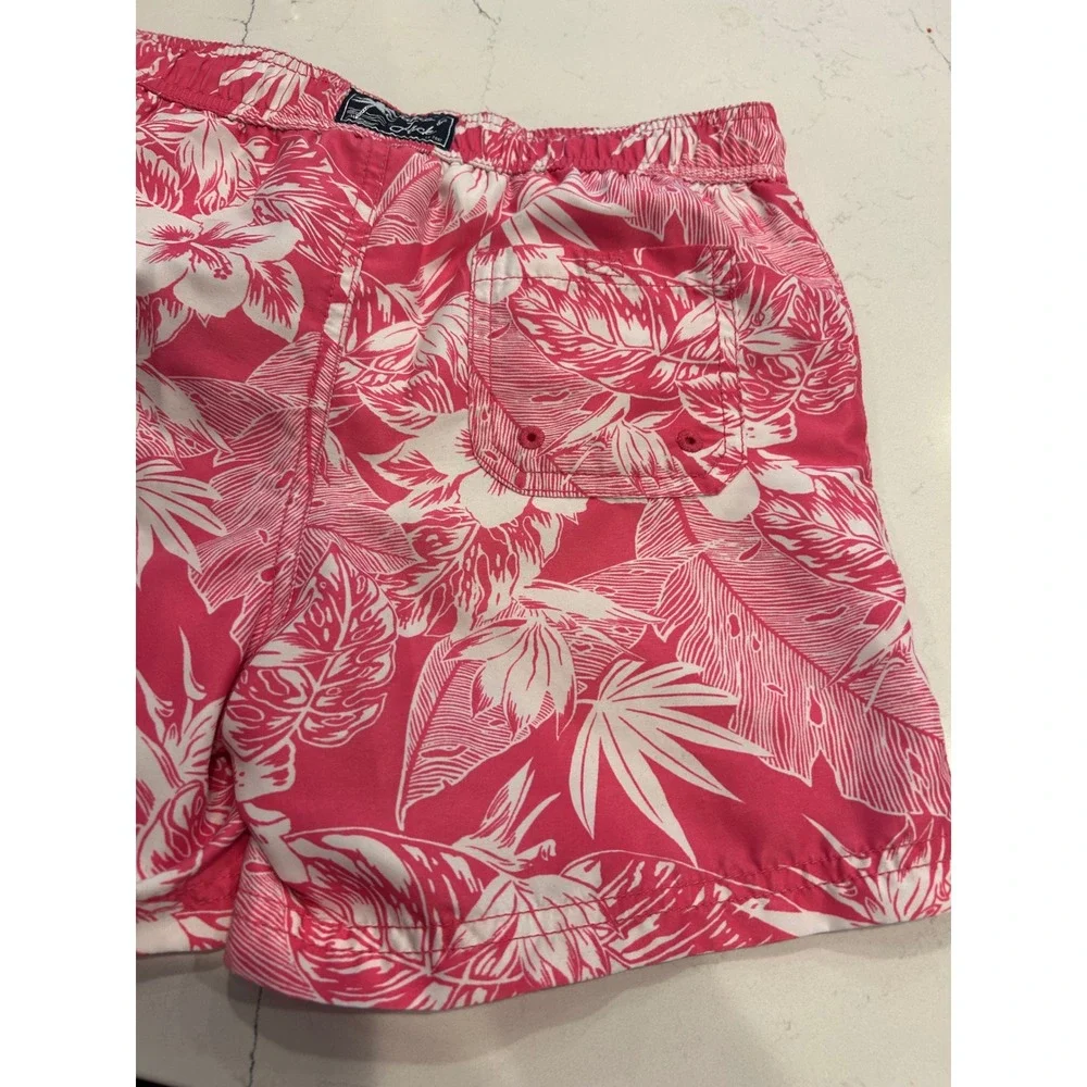 Janie‎ and Jack Swim Trunks Pink Tropical Hibiscus Floral Boys Swimwear bin c